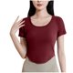thumbnail image 1 of Tops de Manga Corta de las Mujeres Casual, Moda de Color Sólido, con la Almohadilla de Pecho Top de Pijama para las Mujeres, 1 of 7