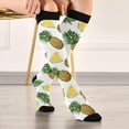 thumbnail image 5 of GZHJMY High Elasticity Compression Socks, High Knee Socks Adult Universal Leisure Relieve Fatigue,Watercolor Pineapple Travel Daily with Running (1 Pair), 5 of 7