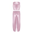 thumbnail image 4 of Miutii Girls 2 Piece Dance Outfits Shiny Tops and Pants Set Cheer Outfit for Stage Performance Pink 7-8, 4 of 5