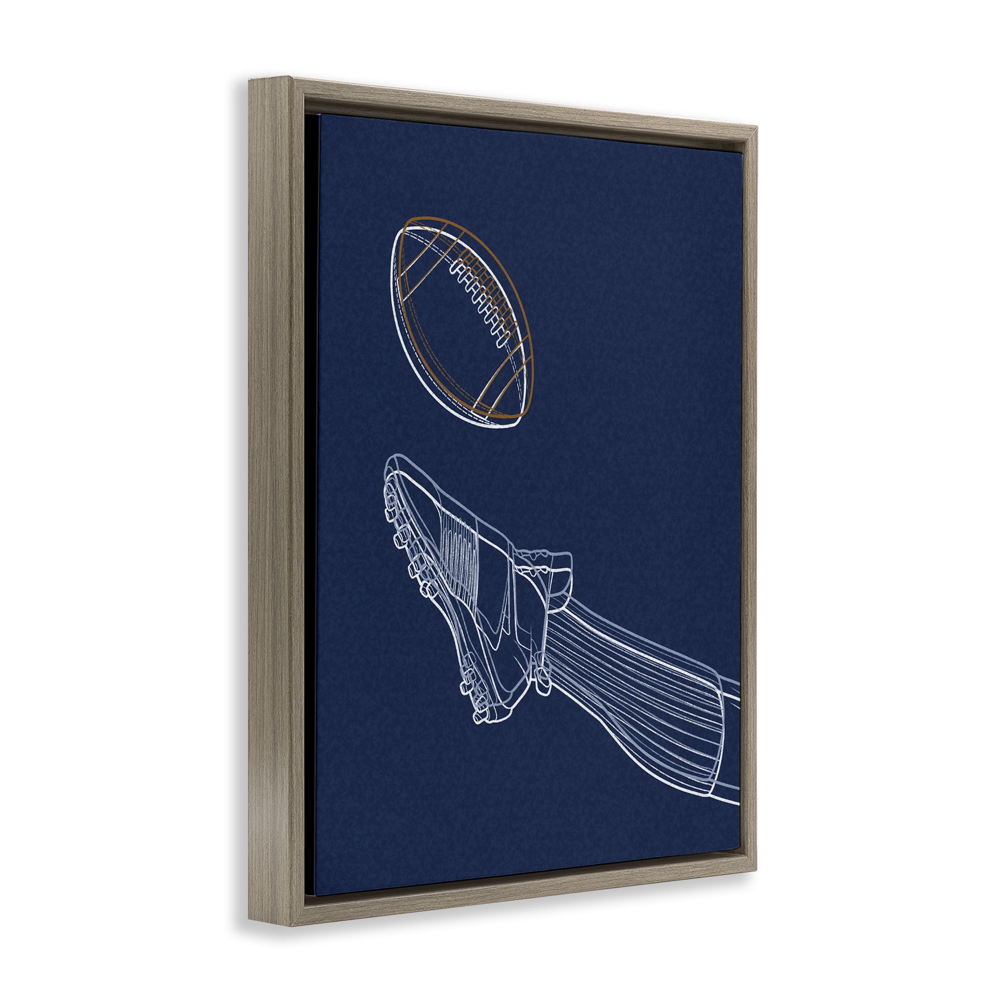 Stupell Industries Football Lines Contour Brown Framed Floater Canvas Wall Art, design by Marcus Prime