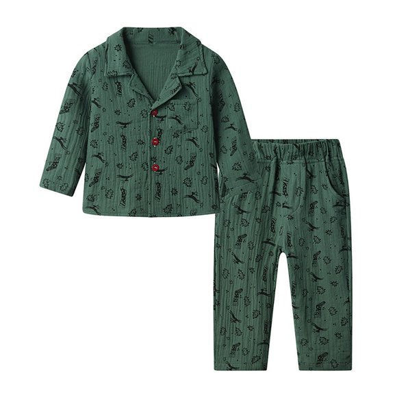 SGMVNU Christmas Pajamas Set for Boys Girls Kid's Boys Girls Christmas Cartoon Printed Long Sleeve T Shirt Long Pants Pajamas Suits Children's Clothing Giftsfor Kids(Size 6-12 Months,Green)
