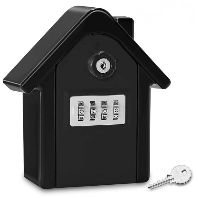 Caja de seguridad para llaves de montaje en pared, caja de almacenamiento de llaves de aleación de zinc para exteriores, caja de seguridad para llaves con combinación de 4 dígitos para llave