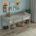 thumbnail image 2 of Giantex Wooden Twin Loft Bed, Kids Solid Wood Bed Frame with Ladder & Guardrails, No Box Spring Needed, Easy Assembly, Grey, 2 of 8