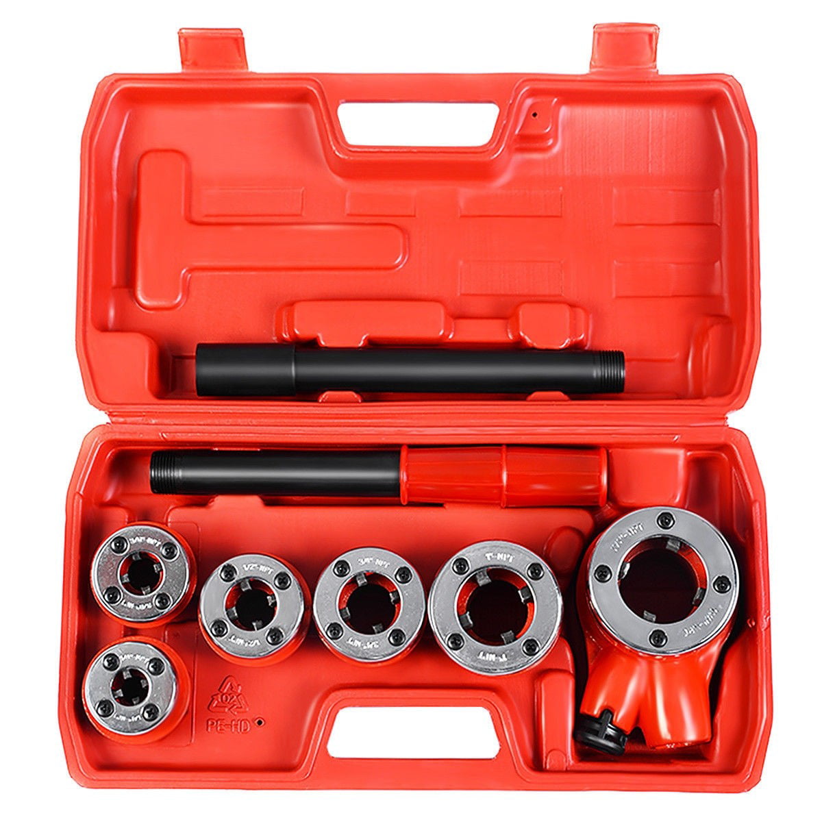Ratchet Ratcheting Pipe Threader Tool Kit Set with 6 Dies and Storage Case US 
