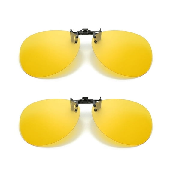 TOP-MAX Fashion Polarized Sunglasses Clip, Polarized Lenses UV Protection, Night Vision Yellow Sunglasses Clip (2pcs, Night Vision Yellow Film)