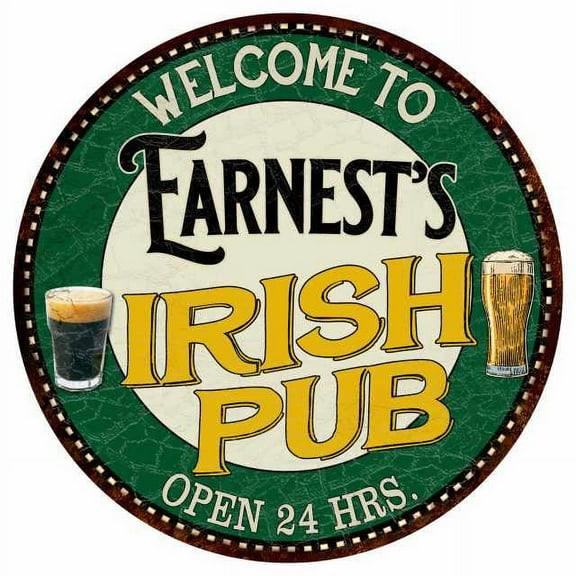 Earnest's Irish Pub 12" Round Metal Sign Kitchen Bar Wall Décor 200120036394