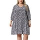 thumbnail image 1 of Vestido de verano de tallas grandes para mujeres, vestido midi fluido con escote en V y cordón, vestido babydoll 4X azul marino, 1 of 6