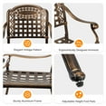 thumbnail image 6 of Patio Chairs Set of 2 - Stackable Outdoor Cast Aluminum Dining Chairs with Vintage Bronze Finish and Plaid Pattern, Metal Armchairs for Poolside, Backyard, Balcony (No cushion), 6 of 10