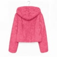thumbnail image 5 of Women's Short Fuzzy Fleece Hooded Jackets, Lightweight Off-the-Shoulder Cardigan, Winter Fashion Outfits, 5 of 9