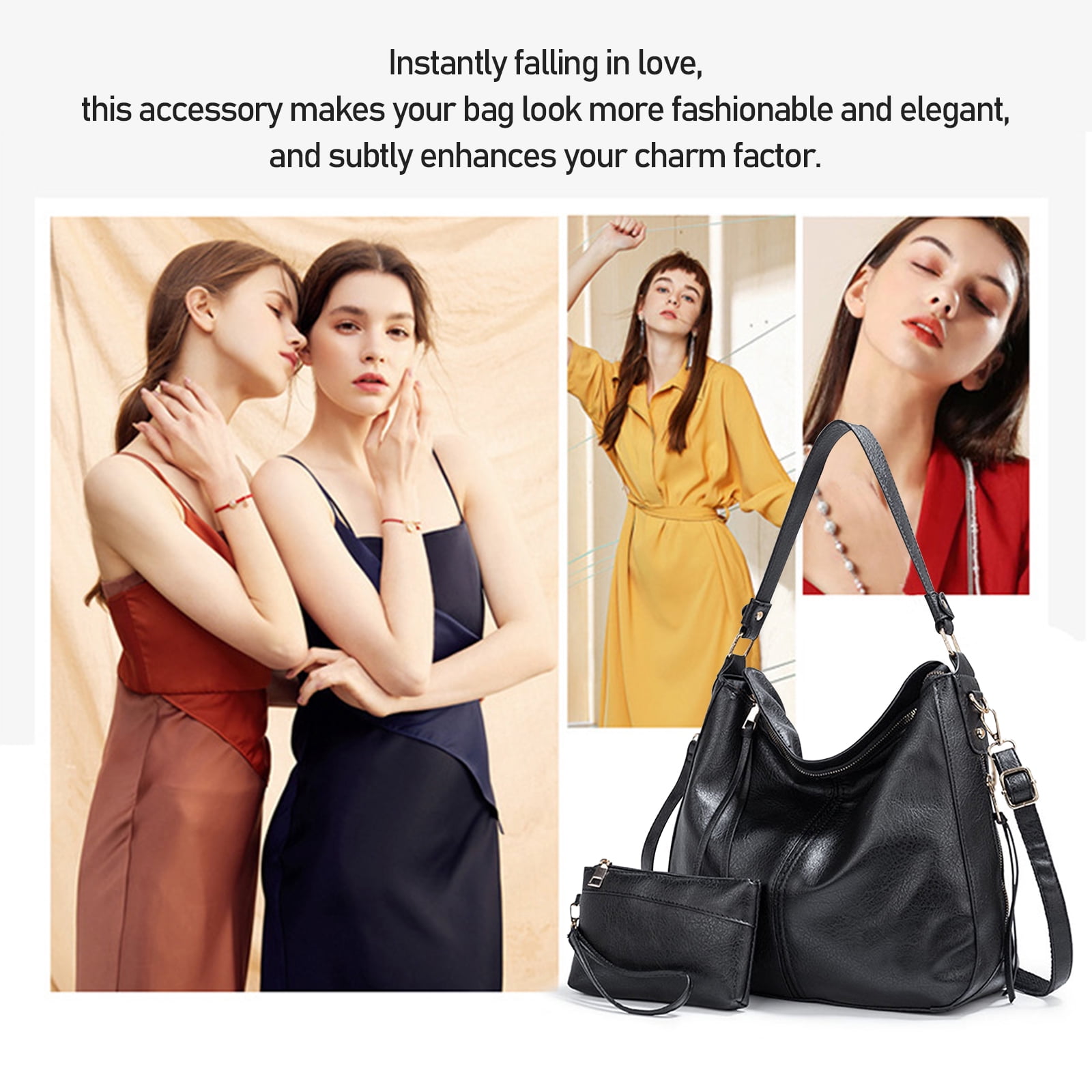 Arcticwind Shoulder Purse Handbag for Women, Hobo Tote Bags, Shoulder bag for Women, Vintage Simple style, wIth small bag & long shoulder stra, Blcak style