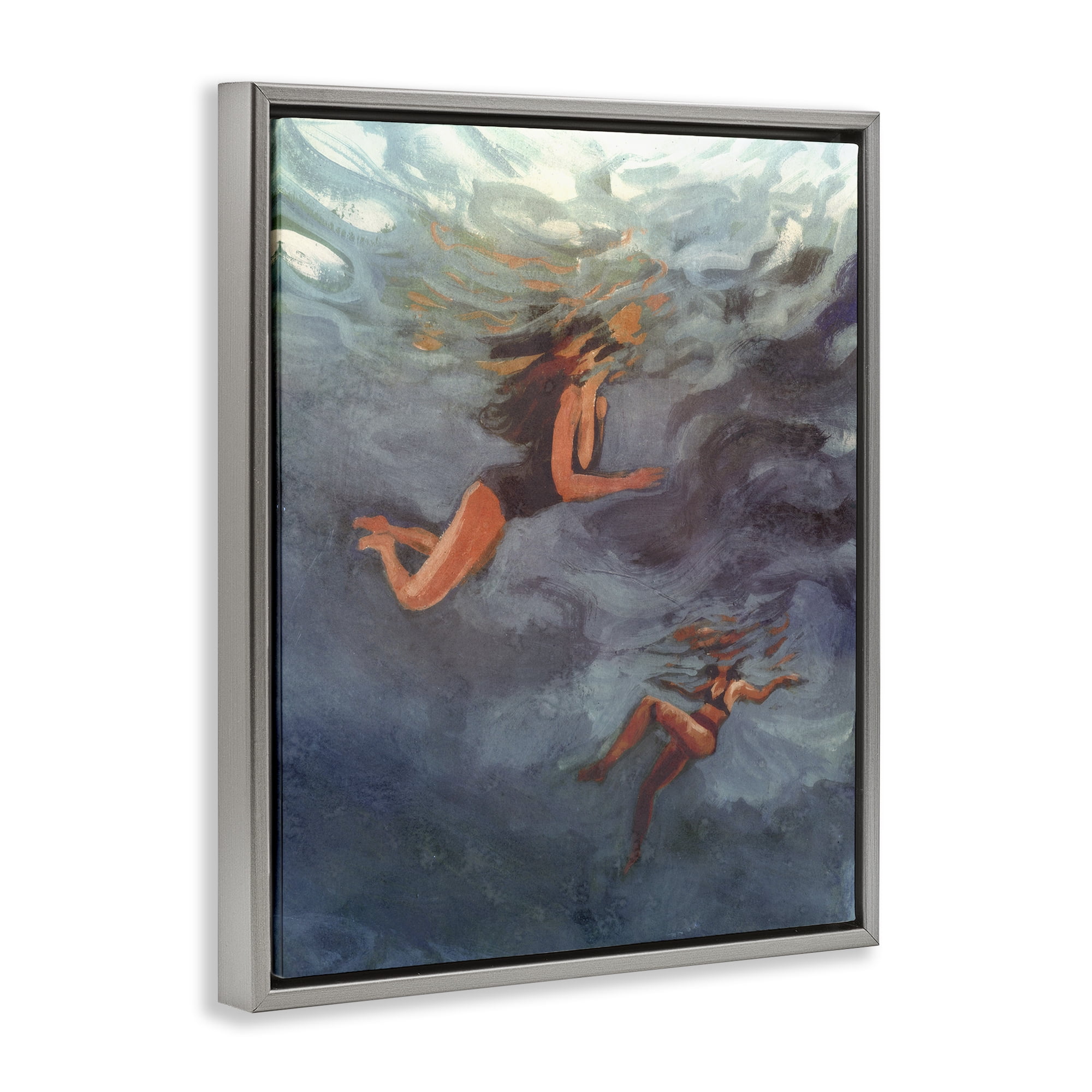 Stupell Industries Underwater Summer's Dance Gray Framed Floater Canvas Wall Art, design by Victoria Barnes