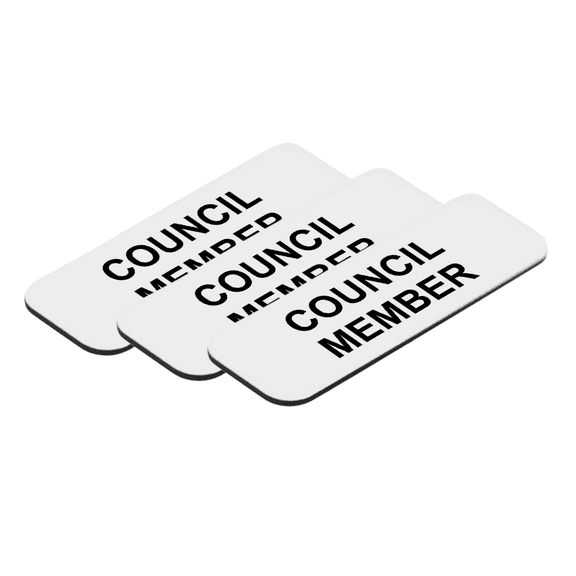 Council Member 1 x 3" Name Tag/Badge, White, (3 Pack)