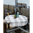 thumbnail image 2 of Fsddascl Grey Plaid Outdoor Tablecloth - 54 Inch Round Dining Table Cover, Gradient Geometric Buffalo White Checkered Waterproof Outdoor Table Cloth with Umbrella Hole & Zipper for Picnic/Patio, 2 of 7