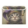 thumbnail image 2 of Foldable Fabric Storage Bin With Handle Collapsible Basket Box Storage With Lid Organizer Cat Wearing A Jester Hat, 2 of 7