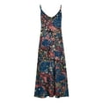 thumbnail image 4 of SMihono Robe Maxi Bohème d'Été pour Femmes Grande Taille Mode Femme Bretelles Taille Mi-Haute Col en V Sans Manches Rayée Imprimée Robe Longue de Plage, 4 of 5