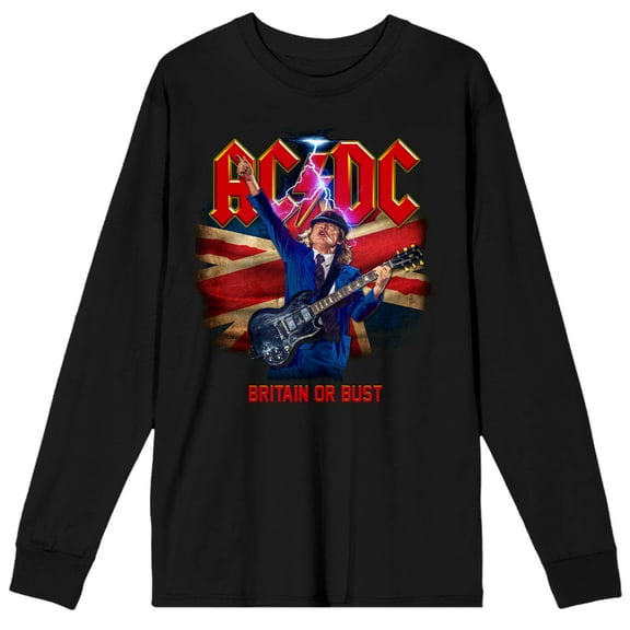 ACDC Manchester Or Bust Crew Neck Long Sleeve Men's Black Tee-XXL