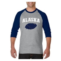 MmF - Mens Raglan Sleeve Baseball T-Shirts, up to Size 3XL - Alaska Flag