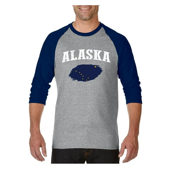 MmF - Mens Raglan Sleeve Baseball T-Shirts, up to Size 3XL - Alaska Flag