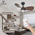 thumbnail image 2 of Ventilador de Techo con Luz para Recámara: Ventilador de Techo Pequeño y Silencioso de 30 Pulgadas con Control Remoto - 6 Velocidades y 3 Cc - Motor CC Reversible - Uso en Interiores y Exteriores - 3 Aspas de Nogal, 2 of 7