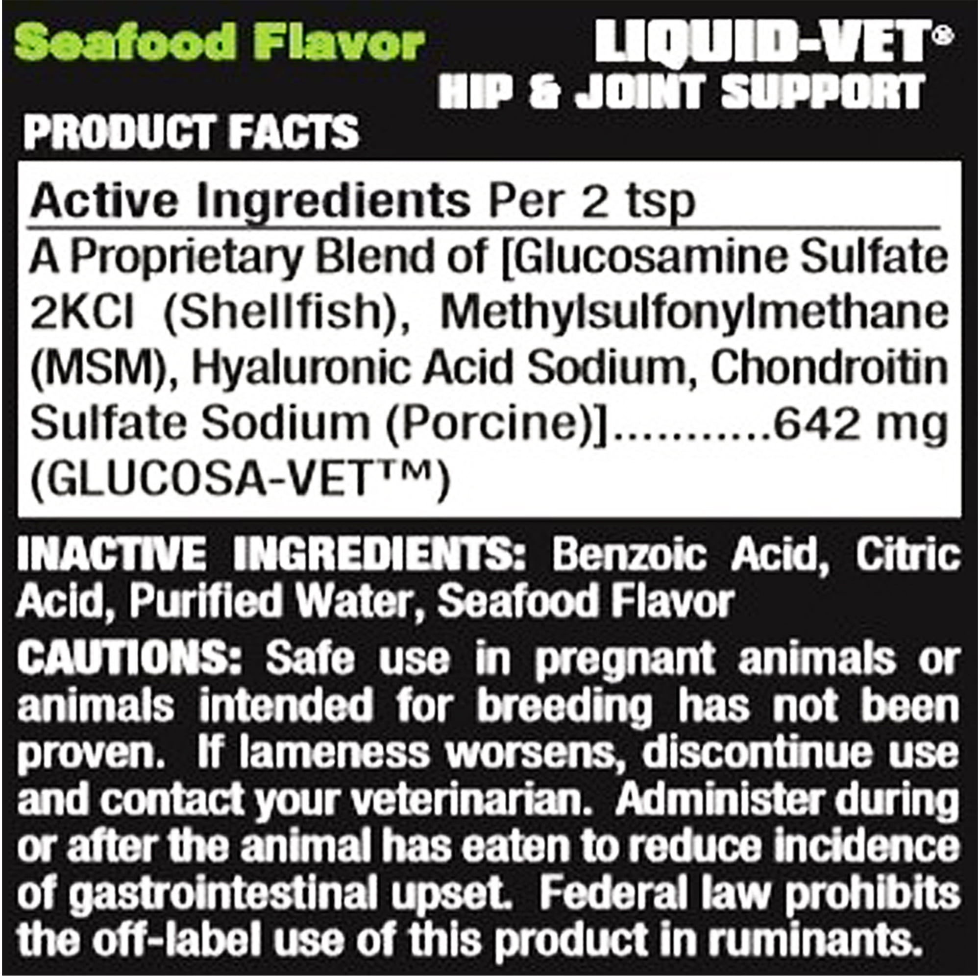 Liquid-Vet Hip & Joint Support Supplement for Cats with Glucosamine, Seafood, 8 oz.