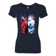 thumbnail image 2 of Artic Wolf Light Dark Good Bad Moon | Womens Animal Lover Slim Fit Junior Tee, Navy, Medium, 2 of 4