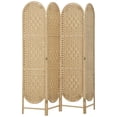 thumbnail image 1 of HOMCOM 4 Panel Room Divider, Bohemian Folding Privacy Screen, Natural Wood, 1 of 10