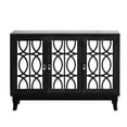 thumbnail image 6 of Sideboard Cabinet With Mirrored Doors And Silver Handle - 3 Door In Black For Porch Dining Area, 6 of 7