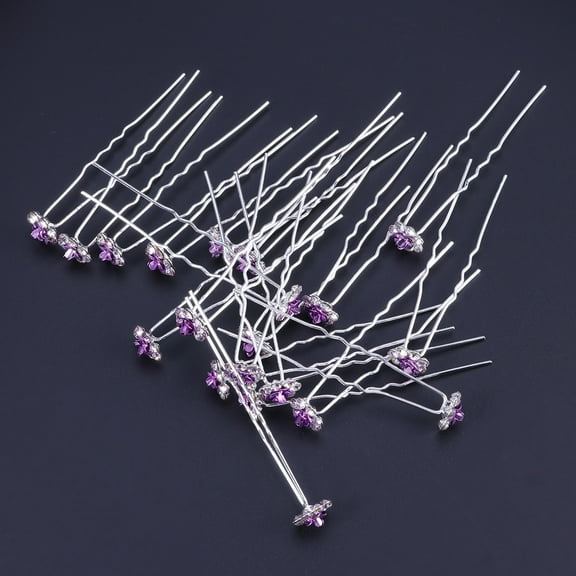 Masteelf Bridal Hairpin with Crystal Flower Design for Women in Purple Color Perfect for Wedding and Daily Use Accessories