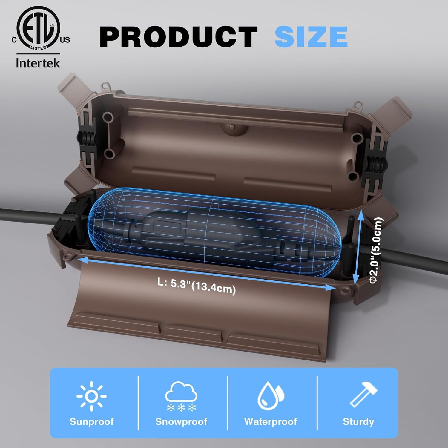 Outdoor Extension Cord Safety Cover with Waterproof Seal, Weatherproof Electrical Connection Box to Protect Outdoor Outlet, Plug, Socket, Christmas Holiday Decoration Light