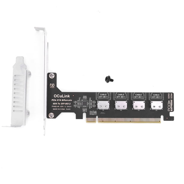 Kalea-Informatique - Tarjeta controladora PCIe Gen 4.0 x8 a 2 Puertos Oculink SFF-8612 SFF-8611 para Placa Base con Modo bifurcación Kalea-Informatique - Tarjeta controladora PCIe Gen 4.0 x8 a 2 Puertos Oculink SFF-8612 SFF-8611 para Placa Base con Modo bifurcación