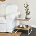 thumbnail image 3 of Household Essentials Jamestown Square Side End Table with Storage Shelf Coastal Oak Rustic Wood Grain and White Metal, 3 of 8