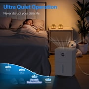 Aootek Dehumidifier for Basement,DOE 10pints/day Dehumidifier with 0.6Gal Tank,Humidity Control,Timer,Drain Hose ,24HR Timer,MAX 30 Pints Dehumidifier Spaces up to 3000 Sq. Ft