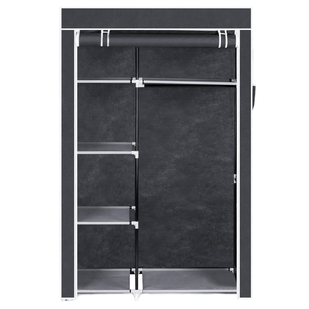 64" Portable Closet Storage Organizer Wardrobe Clothes Rack with Shelves, Gray