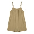 thumbnail image 6 of Sokhug Spaghetti Strap Romper for Women Sleeveless Casual with Side Pockets Loose Fit Summer Solid Color Jumpsuit Shorts, 6 of 6