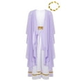 thumbnail image 3 of iiniim Kids Girls Party Dress Princess Robe with Gold Leaf Crown Headwear Lavender 8, 3 of 6