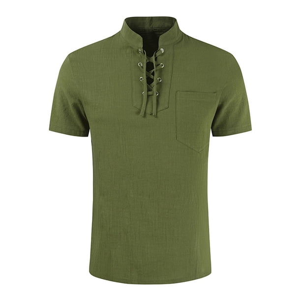 pstuiky camisetas para hombre, Camisa informal de manga corta con cuello alto y cómoda para hombre camisas casuales para hombre xxxl