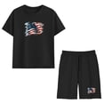 thumbnail image 6 of Walmart Kids 4th of July American Flag T-Shirt & Shorts 2-Piece Matching Set, Unisex Patriotic Outfit for Boys Girls, Black,Size 6 T, 6 of 9