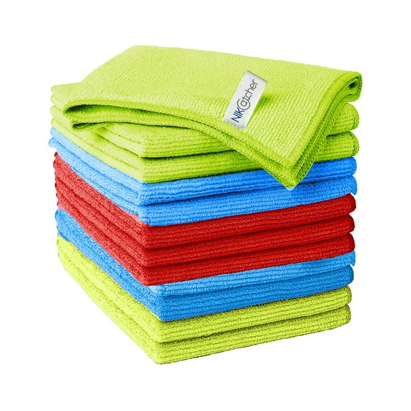NikCatcher Microfiber Cleaning Cloth 16x16 400 GSM (12 Pack) - Premium Household Essentials for Superior Cleaning