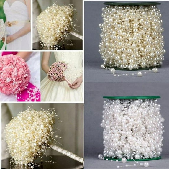 SPRING PARK 5M Faux Pearl Beads Chain Garland Rope Bridal Wedding Party Headwear DIY Decor