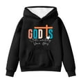 thumbnail image 4 of SONXAHE Big Girl's Cross Faith Text Print Hoodie Long Sleeve Hoodies Casual Daily Sweatshirts,Black, 4 of 4