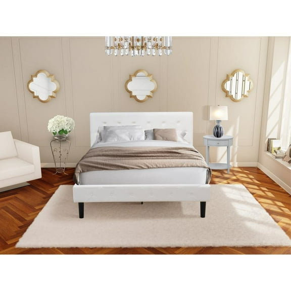East West Furniture Nolan 2-Piece Wood Queen Bedroom Set in White & Urban Gray