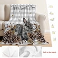 thumbnail image 5 of Rabbits Pine Cone Blanket Soft Cozy Warm Twin Blanket for Bed, Plush Fuzzy Flannel Fleece Blankets for Sofa, Sweet Home Texture Grey Plaid Farmhouse Throw Blankets for Couch, Gifts for Men, 60"x80", 5 of 9