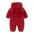 thumbnail image 4 of Newborn Baby Boys Girls Bear Outfit Winter Hooded Romper Teddy Fleece Thermal Snowsuit Long Sleeve Cute Onsies Warm Footie One Piece Outerwear Winter Jumpsuit Coat Red 12-18 Months, 4 of 6