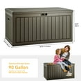 thumbnail image 2 of Dextrus Outdoor Waterproof 90 Gallon Resin Deck Box, Light Brown, 2 of 5