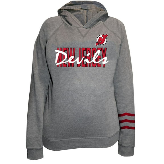 Women's Fanatics Heather Gray New Jersey Devils Plus Size Lightweight Fleece Raglan Pullover Hoodie