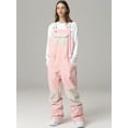 thumbnail image 4 of Hotian Women Colorblock Insulated Ski Snow Bib Pants Outdoor Snowboarding Overalls Pink M, 4 of 8