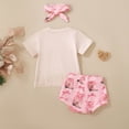thumbnail image 4 of Xyant Toddler Baby Girl Summer Clothes Boots/Hat Print Short Sleeve Tasseled T-shirt Shorts with Headband Infant Summer Outfit Sets (Beige,18-24 Months）, 4 of 7