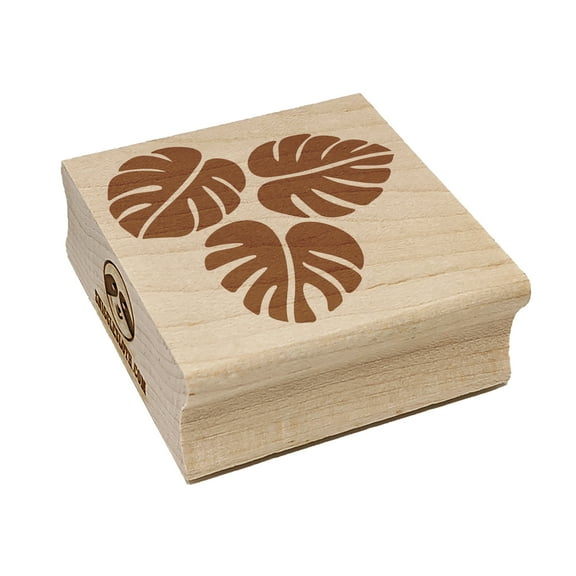 Monstera Leaves Trio Square Rubber Stamp Stamping Scrapbooking Crafting - Small 1.25in
