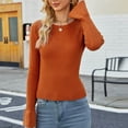thumbnail image 6 of Herrnalise Women's Knitted Crop Tops Autumn And Winter Solid Color Bottoming Shirts Long Sleeve Sweaters Knit Sweaters Round Neck Tops Pullover Jumper Sweaters, 6 of 8