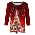 thumbnail image 5 of GA WEIHUA Women's Slim-Fit 3/4 Sleeve Crew Neck T-Shirt Christmas Tops Cute Xmas Tree Vintage Tees Merry Christmas Shirts(Red,Large), 5 of 5
